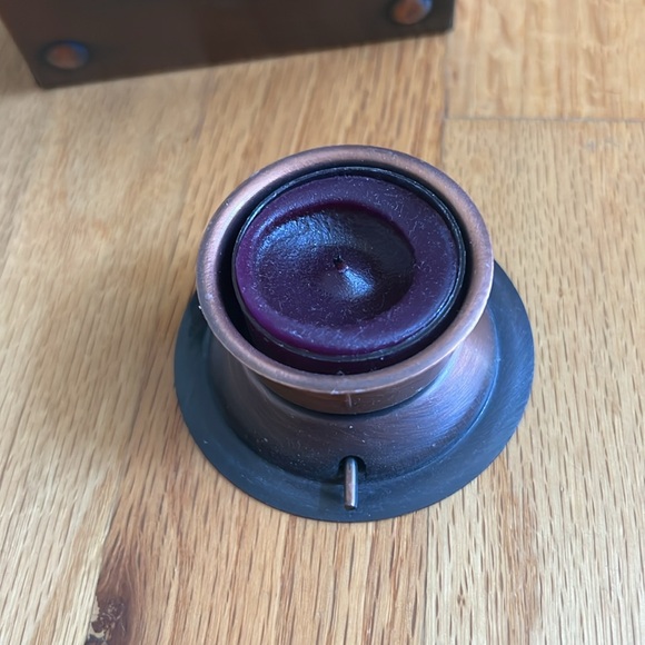 Copper-tone Halloween Jack-o-lantern. Includes tea light. - Picture 6 of 9